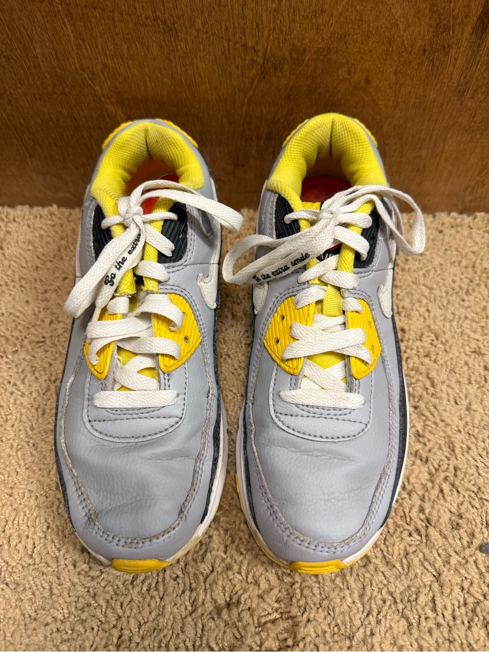 Nike Kids Grey and Yellow Low-Top Sneakers
